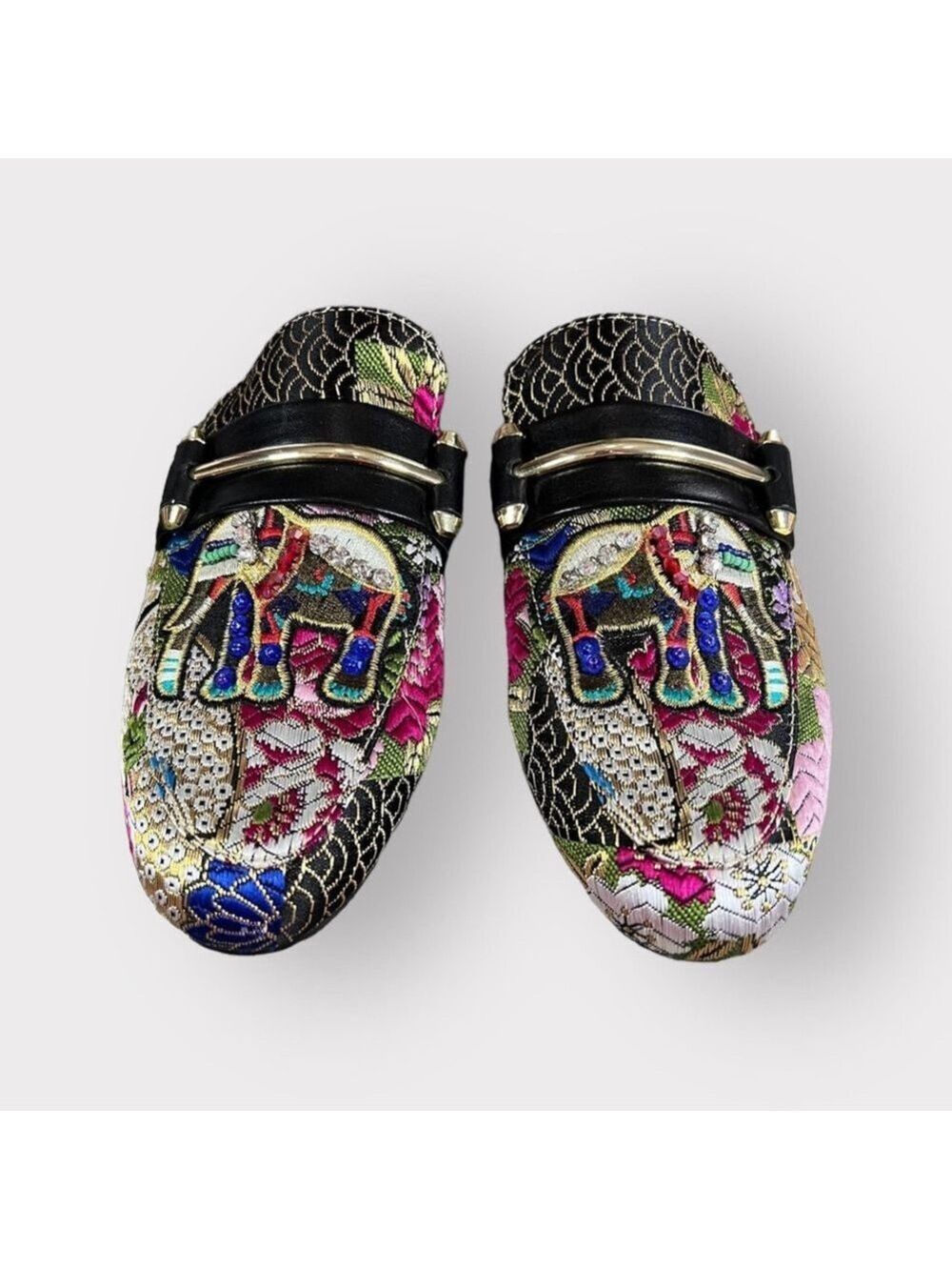 Steve Madden Womens 5.5 Kera Elephant Mules Embellished Flat Slip On Loafers - Picture 3 of 5
